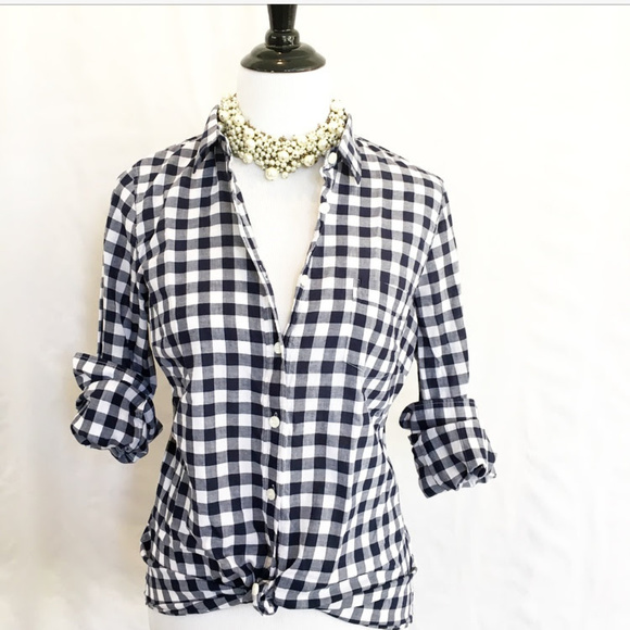 J. Crew Tops - J. Crew The Perfect Shirt Navy Plaid Button down